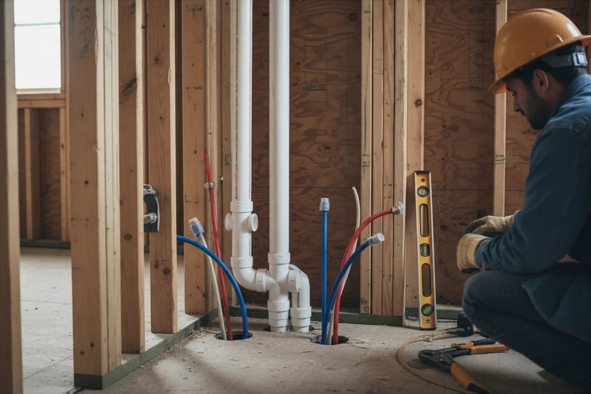 Drain and supply rough-in during Leak Detection in Empire